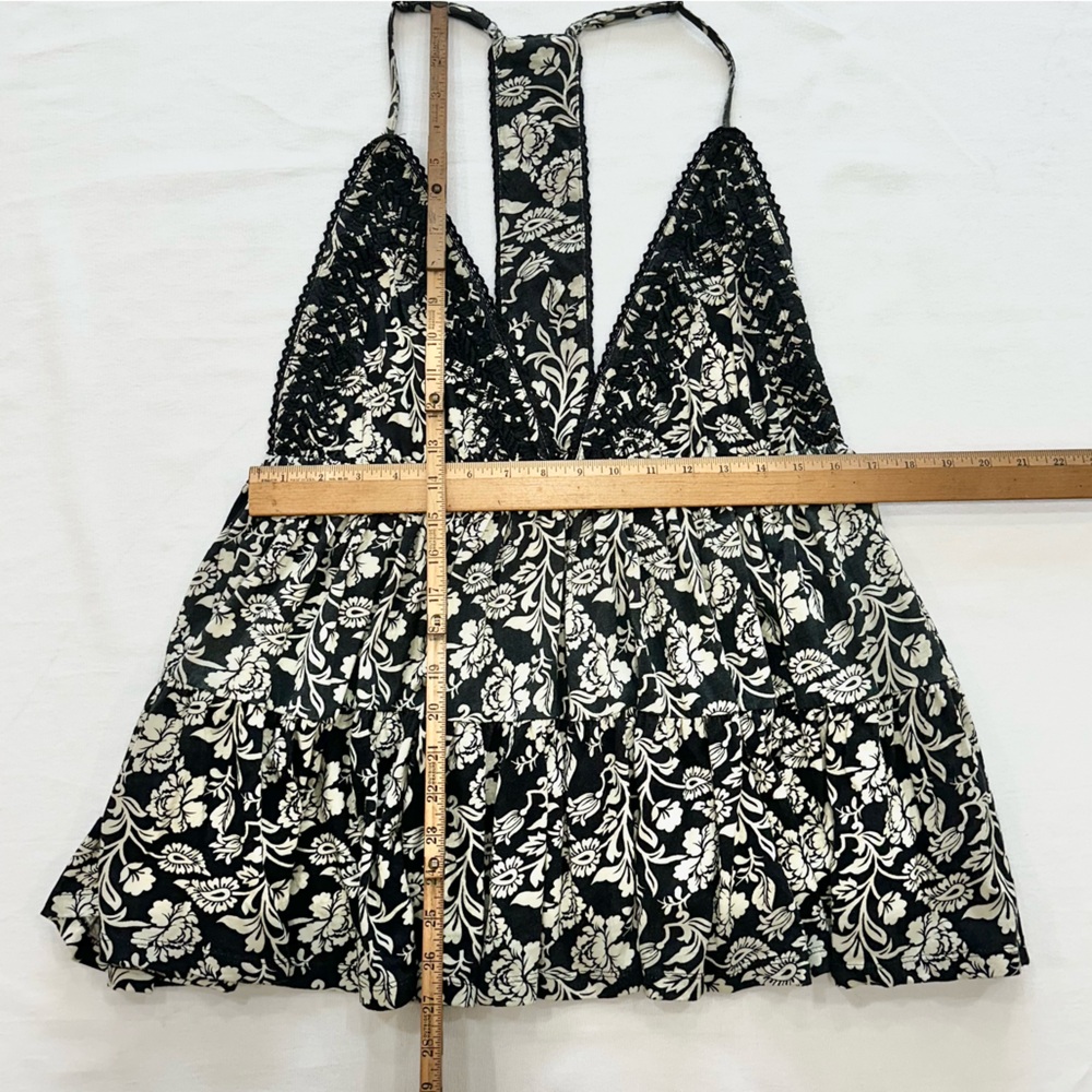 Free People Sammy Tank Top Camisole Black/Cream Floral Size XLarge NWT - Picture 6 of 13